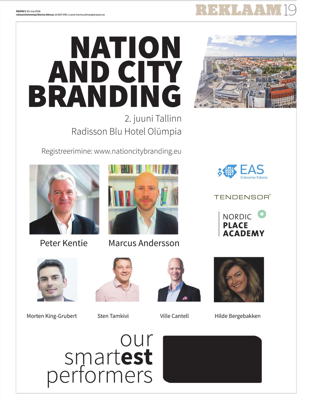 Aripaev advertisement for place branding conference
